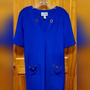 Joseph Ribkoff Cobalt Blue Shift Dress with Eyelets